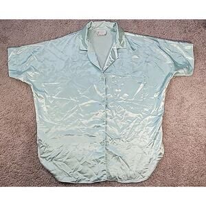 VTG California Dynasty Nightgown Blue Green Button Up M USA EUC